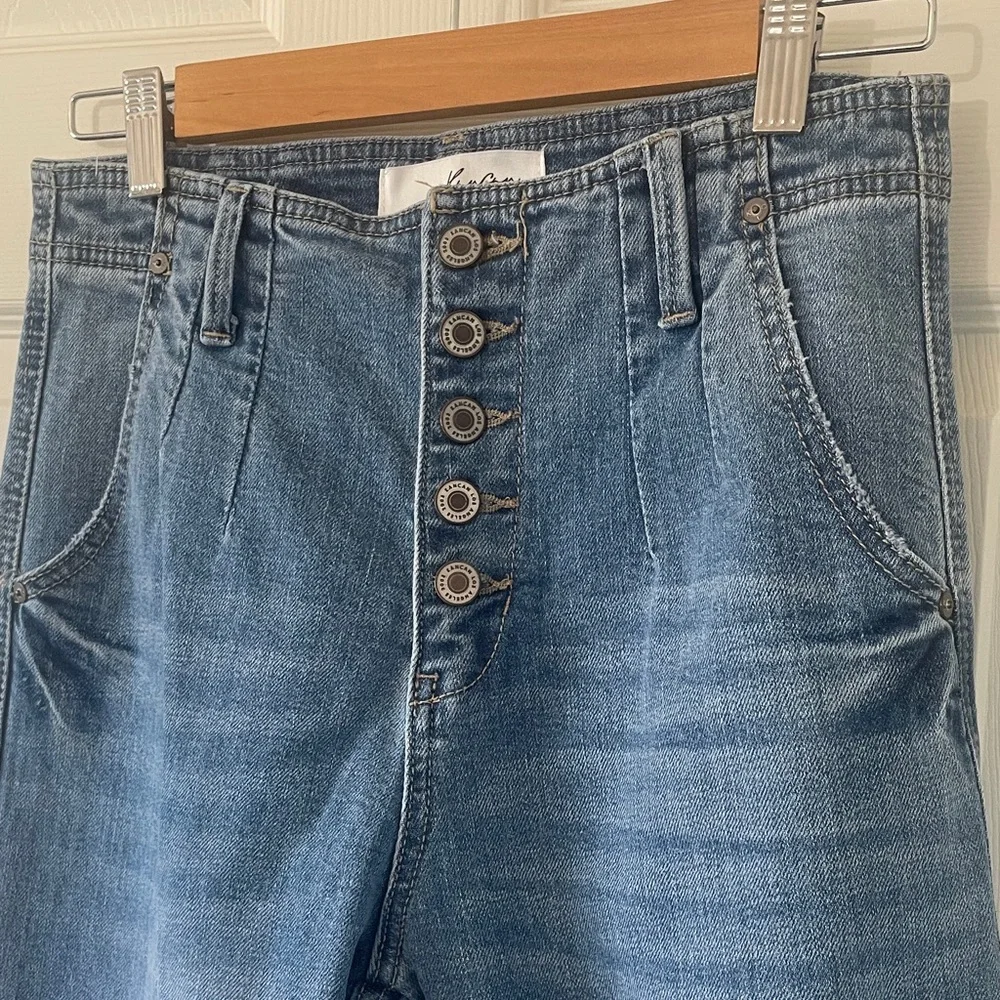 Kancan Zoelle Ultra High Rise Wide Leg Jeans Womens 26 Blue Button Fly Baggy